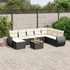 Image de vidaXL Salon de jardin 9 pcs avec coussins noir résine tressée