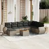 Image de vidaXL Salon de jardin 9 pcs avec coussins gris résine tressée