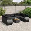 Image de vidaXL Salon de jardin 10 pcs avec coussins noir résine tressée