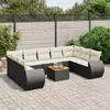 Image de vidaXL Salon de jardin 10 pcs avec coussins noir résine tressée