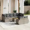 Image de vidaXL Salon de jardin avec coussins 10 pcs gris résine tressée