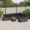 Image de vidaXL Salon de jardin 10 pcs avec coussins noir résine tressée