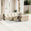 Image de vidaXL Salon de jardin avec coussins 10 pcs beige résine tressée