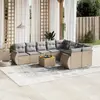 Image de vidaXL Salon de jardin avec coussins 10 pcs beige résine tressée