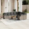 Image de vidaXL Salon de jardin avec coussins 10 pcs gris résine tressée