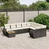 Image de vidaXL Salon de jardin 10 pcs avec coussins noir résine tressée