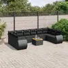 Image de vidaXL Salon de jardin 11 pcs avec coussins noir résine tressée