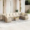 Image de vidaXL Salon de jardin 11 pcs avec coussins beige résine tressée