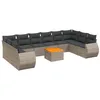 Image de vidaXL Salon de jardin 11 pcs avec coussins gris résine tressée