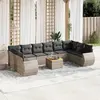 Image de vidaXL Salon de jardin 11 pcs avec coussins gris résine tressée