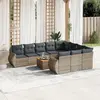 Image de vidaXL Salon de jardin 11 pcs avec coussins gris résine tressée