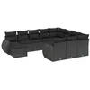 Image de vidaXL Salon de jardin 11 pcs avec coussins noir résine tressée