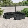 Image de vidaXL Salon de jardin 11 pcs avec coussins noir résine tressée