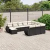 Image de vidaXL Salon de jardin 11 pcs avec coussins noir résine tressée