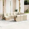 Image de vidaXL Salon de jardin 11 pcs avec coussins beige résine tressée