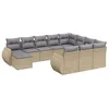 Image de vidaXL Salon de jardin 11 pcs avec coussins beige résine tressée