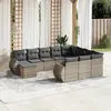 Image de vidaXL Salon de jardin 11 pcs avec coussins gris résine tressée