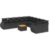 Image de vidaXL Salon de jardin 11 pcs avec coussins noir résine tressée