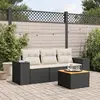 Image de vidaXL Salon de jardin 4 pcs avec coussins noir résine tressée