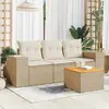 Image de vidaXL Salon de jardin avec coussins 4 pcs beige résine tressée