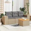 Image de vidaXL Salon de jardin avec coussins 4 pcs beige résine tressée