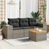 Image de vidaXL Salon de jardin 4 pcs avec coussins gris résine tressée