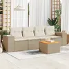 Image de vidaXL Salon de jardin avec coussins 5 pcs beige résine tressée