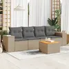 Image de vidaXL Salon de jardin avec coussins 5 pcs beige résine tressée