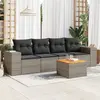Image de vidaXL Salon de jardin 5 pcs avec coussins gris résine tressée