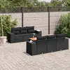 Image de vidaXL Salon de jardin 7 pcs avec coussins noir résine tressée