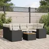 Image de vidaXL Salon de jardin 7 pcs avec coussins noir résine tressée
