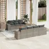 Image de vidaXL Salon de jardin 8 pcs avec coussins gris résine tressée