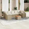 Image de vidaXL Salon de jardin avec coussins 8 pcs beige résine tressée