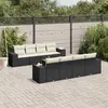 Image de vidaXL Salon de jardin 9 pcs avec coussins noir résine tressée