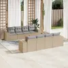 Image de vidaXL Salon de jardin avec coussins 9 pcs beige résine tressée