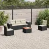 Image de vidaXL Salon de jardin 6 pcs avec coussins noir résine tressée