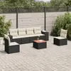Image de vidaXL Salon de jardin 7 pcs avec coussins noir résine tressée