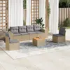 Image de vidaXL Salon de jardin avec coussins 7 pcs beige résine tressée
