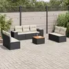 Image de vidaXL Salon de jardin 8 pcs avec coussins noir résine tressée