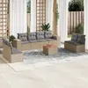 Image de vidaXL Salon de jardin avec coussins 9 pcs beige résine tressée