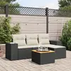 Image de vidaXL Salon de jardin 5 pcs avec coussins noir résine tressée