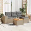 Image de vidaXL Salon de jardin avec coussins 5 pcs beige résine tressée