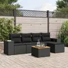 Image de vidaXL Salon de jardin 6 pcs avec coussins noir résine tressée