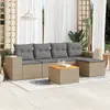 Image de vidaXL Salon de jardin avec coussins 6 pcs beige résine tressée