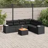 Image de vidaXL Salon de jardin 7 pcs avec coussins noir résine tressée