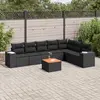 Image de vidaXL Salon de jardin 8 pcs avec coussins noir résine tressée