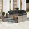 Image de vidaXL Salon de jardin 9 pcs avec coussins gris résine tressée