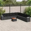 Image de vidaXL Salon de jardin 10 pcs avec coussins noir résine tressée