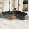 Image de vidaXL Salon de jardin avec coussins 10 pcs gris résine tressée