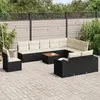 Image de vidaXL Salon de jardin 11 pcs avec coussins noir résine tressée